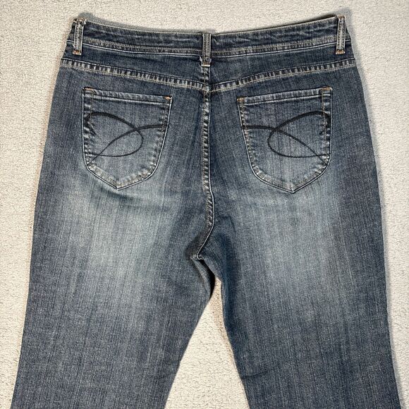 Chicos Platinum Jeans Women’s Size 2.5 Fit 33x27 Blue Denim Jeans Boot Cut Faded - Picture 9 of 10